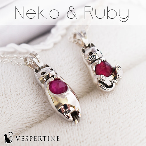 猫天然石ネックレス